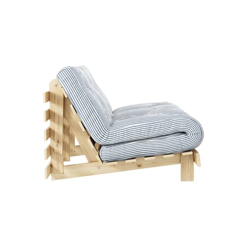 Canapé convertible Roots / L 140 cm - 3 positions / Structure pin clair - KARUP DESIGN - Rayé bleu 611 / Pin clair - Fibres recyclées mélangées, Mousse, Pin massif certifié FSC, Tissu