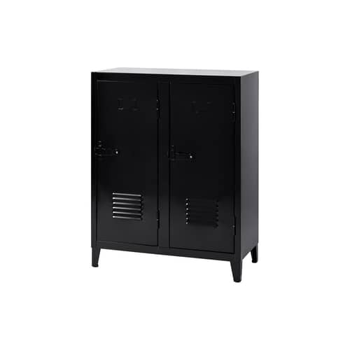 Schrank Casier B2 metall schwarz / 2 Türen - B 80 x H 102 cm / Neuauflage 1930 - Tolix - Dunkelschwarz (Jet black) - Stahl