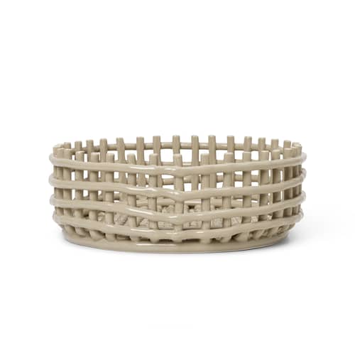 Cesto Ceramic ceramica beige / Ø 29 x H 10 cm - Fatto a mano - Ferm Living - Beige Cashmere - Ceramica smaltata