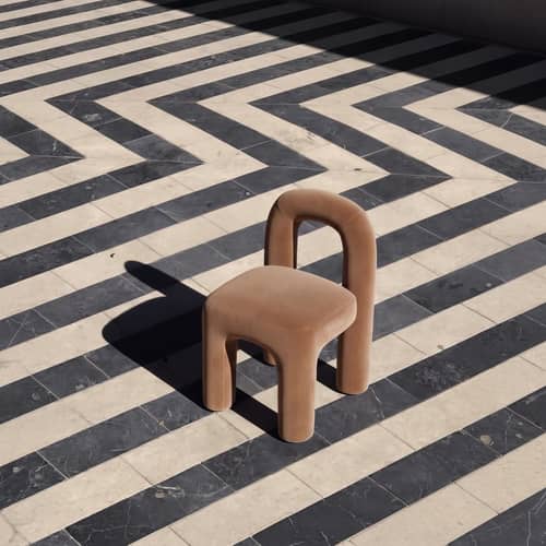 Chaise rembourrée Daiku / Velours - 101 COPENHAGEN - Désert - Bois, Mousse, Velours