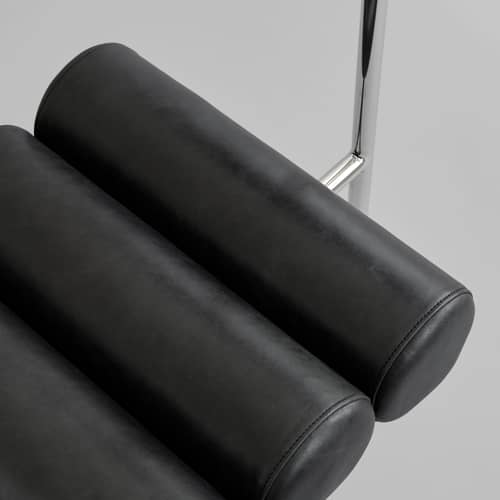 Chaise rembourrée Hiro cuir noir - 101 COPENHAGEN - Cuir noir/ Acier - Acier inoxydable, Cuir aniline, Mousse
