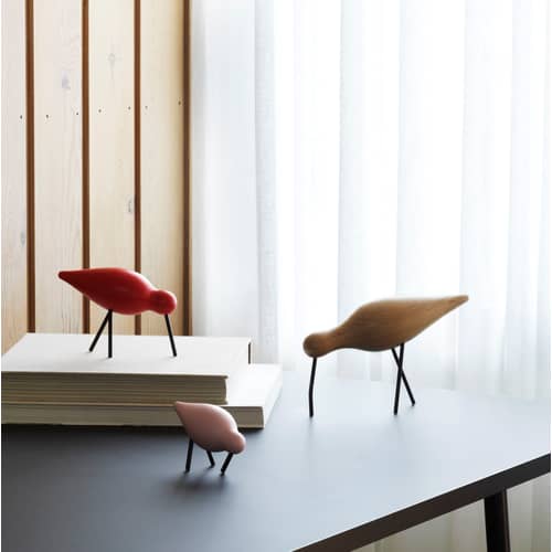 Décoration Oiseau Shorebird S / L 11,5 cm x 7,5 cm - Normann Copenhagen - Rose - Acier, Chêne