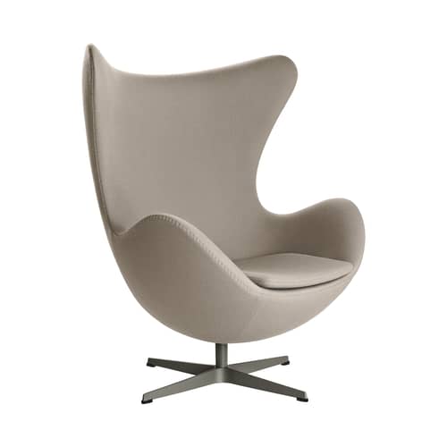 Fauteuil pivotant Egg chair  / Arne Jacobsen, 1958 - Tissu Gabriele - Fritz Hansen - Taupe - Aluminium poli, Fibre de verre, Mousse polyuréthane, Tissu