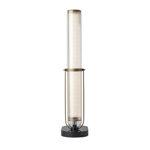 Lampe de table Frechin LED / H 65 cm - marbre - DCW éditions - Blanc & or / Marbre noir - Marbre, Métal, Verre borosilicaté