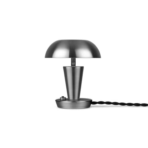 Lampe de table Tiny Small gris argent métal / H 14 cm - Orientable / Seconde vie - Ferm Living - Acier - Fer