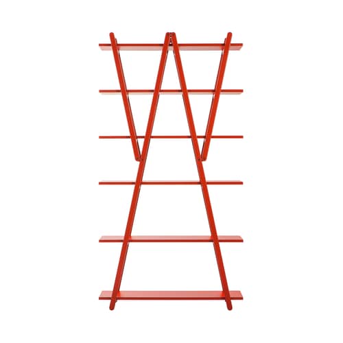 Libreria Nuvola Rossa legno rosso / Vico Magistretti, 1977 - L 100 x H 192 cm - CASSINA - Faggio laccato rosso - Faggio massello laccato, MDF laccato