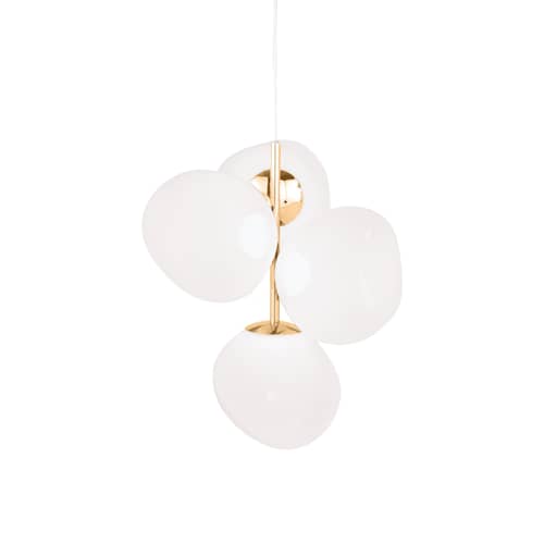 Melt Chandelier Mini Pendant plastic material white / LED - Ø 54 x H 63 cm - Tom Dixon - Opalescent white / Gold frame - Blow-moulded polycarbonate, Steel
