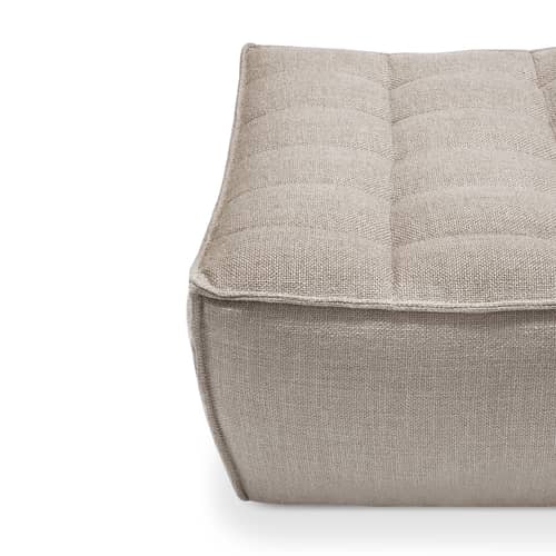 N701 Pouf textile beige / UK version - 70 x 70 cm - Ethnicraft - Beige (UK residential fire retardant) - Fabric, High-density PU foam, Wood