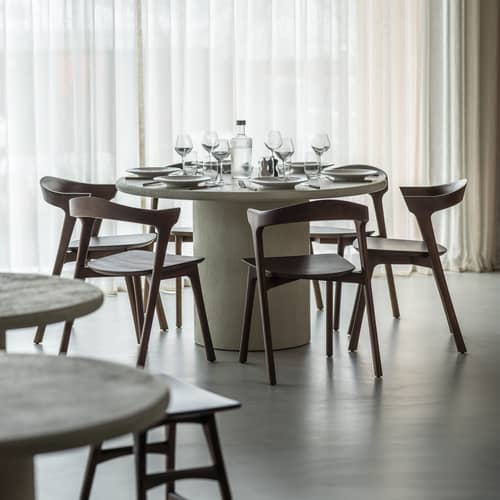 Runder Tisch Elements corian weiß / Ø 125 cm - 4 Personen / Mikrozement - Ethnicraft - Ø 125 cm - Mikrozement