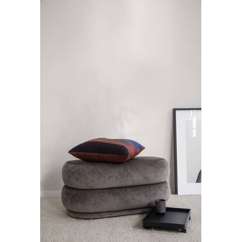 Sitzkissen Oval Medium textil braun grün grau / 87 x 47,5 - Velours - Ferm Living - Waldgrün - Holz, Schaumstoff, Velours