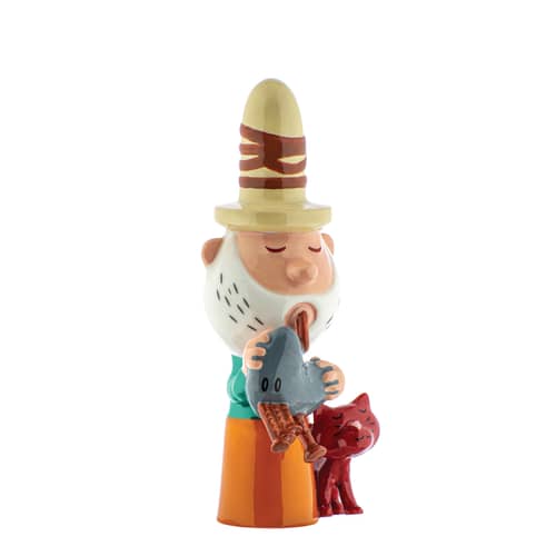 Statuina del presepio Eolo ceramica multicolore / Porcellana dipinta a mano - Alessi - Eolo - Porcellana