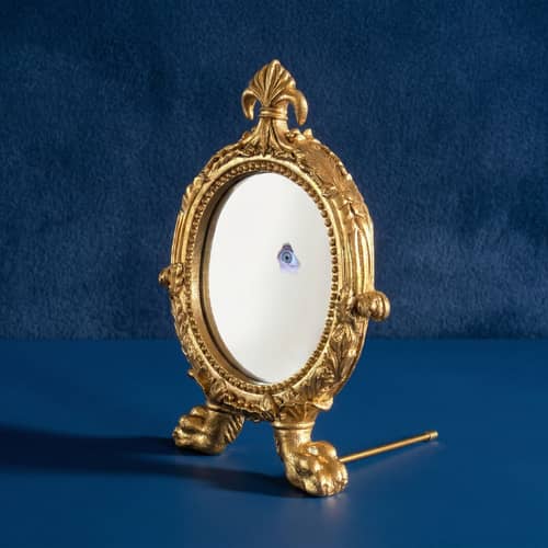 Stellspiegel Fairy Tale plastikmaterial gold / Animierter LCD-Bildschirm mit beweglichem Auge - Seletti - Gold - , Glas, Polyurhethan
