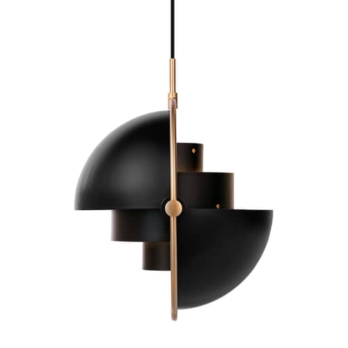 Suspension Multi-Lite Large métal noir / Ø 36 cm - Modulable & orientable / Réédition 1972 - Gubi - Noir / Laiton - Métal
