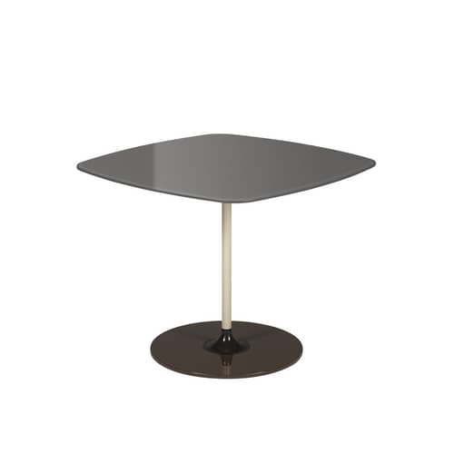 Table d\'appoint Thierry / 50 x 50 x H 40 cm - Verre - Kartell - Gris clair - Acier peint, Verre trempé
