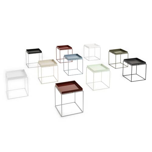 Table d\'appoint Tray Silicon / 40 x 40 x H 44 cm - Hay - Blanc - Acier revêtu de silicone, Acier thermolaqué