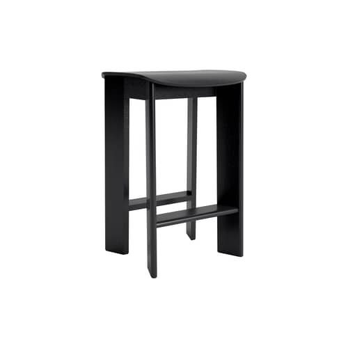 Tabouret haut Chisel 30 Low bois noir / H 65 cm - Hay - Noir - Placage de chêne laqué