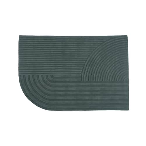 Tapis Relevo  vert / 170 x 240 cm - Tufté main - Muuto - Vert foncé - Laine de Nouvelle-Zélande