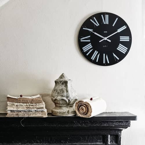 Firenze Wall clock plastic material black / Achille and Pier Giacomo Castiglioni, 1965 - Alessi - Black & white - ABS