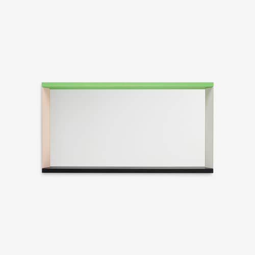 Colour Frame - Medium Wall mirror wood green / W 91 x H 48 cm - Vitra - Green / Pink - Glass, Lacquered ash