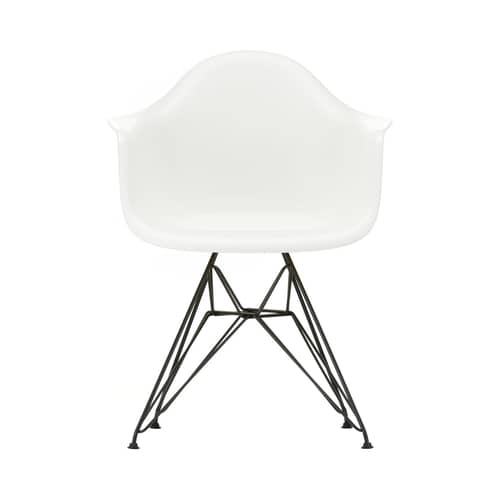 DAR - Eames Plastic Armchair Armchair plastic material white / (1950) - Black legs - Vitra - White / Black legs - Epoxy lacquered steel, Polypropylene