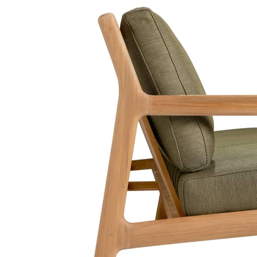Canapé de jardin 3 places Jack Outdoor / L 265 cm - Teck - Ethnicraft - Vert - Mousse, Teck massif, Tissu polypropylène