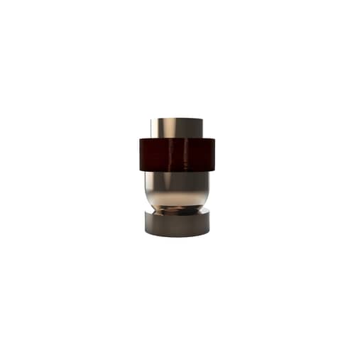Ador Small Candle stick ceramic gold / H 10 cm - RED Edition - Bronze / Dark wood - Glazed ceramic, Teinted wood