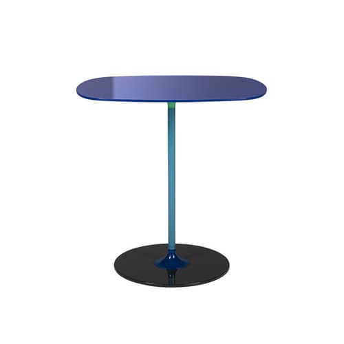Thierry End table glass blue / 33 x 50 x H 50 cm - Glass - Kartell - Blue - Painted steel, Soak glass