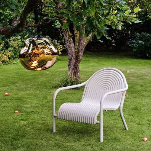 Fauteuil bas Groove Lounge métal beige - Tom Dixon - Beige Mastic - Aluminium