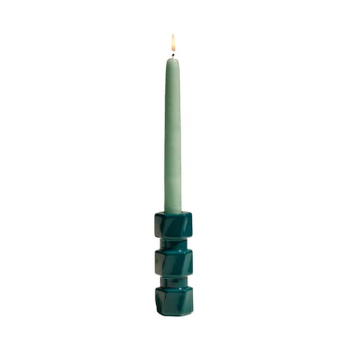 Kerzenleuchter Colonna Moyen keramik blau / H 12 cm - Maison Sarah Lavoine - Blau Sarah - emaillierte Keramik