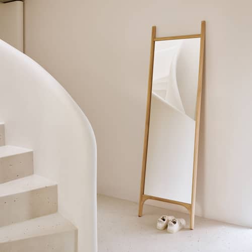 Miroir à poser PI bois naturel / 55 x 190 cm - Ethnicraft - 55 x 190 cm - Chêne massif huilé, Verre