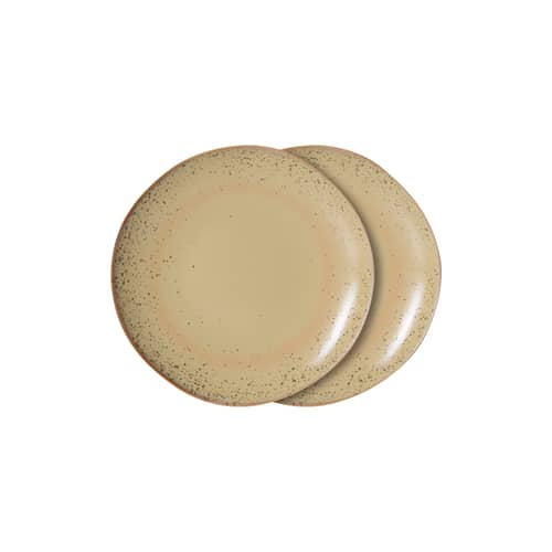 Piatto da dessert 70s ceramics ceramica beige / Set di 2 - Ø 17,5 cm - HK LIVING - Grana - Gres smaltato