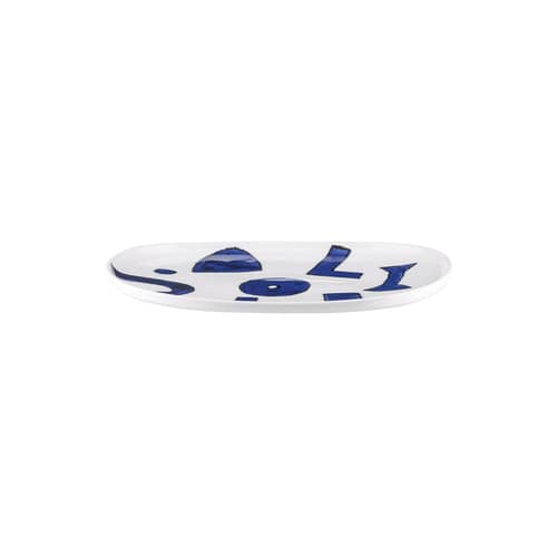 Piatto da portata Itsumo - Yunoki ceramica blu / 25 x 17 cm - Alessi - Bianco e Blu - Porcellana
