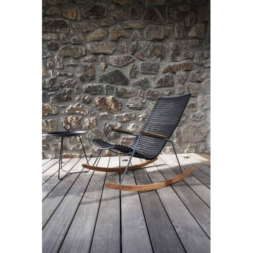 Rocking chair Click plastique noir / bambou - Houe - Noir - Acier thermolaqué, Bambou, Polypropylène
