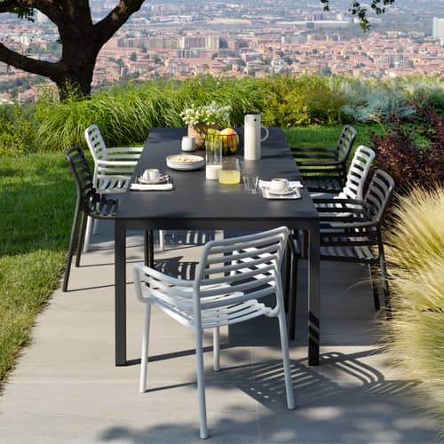 Doga Bistrot Stacking chair composite material black / Set of 6 Stacking chairs - NARDI - Charcoal grey - Fibreglass resin