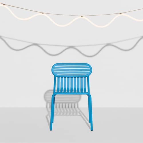 Week-end Stacking chair metal blue / Aluminium - Petite Friture - Sky blue - Aluminium
