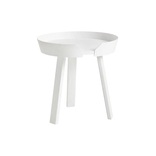 Table basse Around Small bois blanc / Ø 45 x H 46 cm - Muuto - Blanc - Frêne teinté