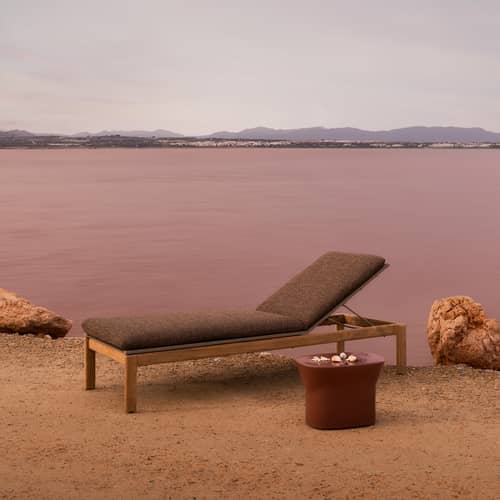 Table d\'appoint Egadi / 33 x 50 cm x H 33 cm, ciment émaillé - Unopiu - Terracotta - Ciment émaillé