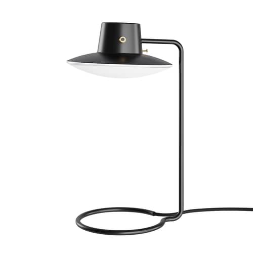 AJ Oxford Table lamp metal black / Arne Jacobsen, 1963 - H 41,3 cm - Louis Poulsen - Lampshade: black & opaline - Blown glass, Steel