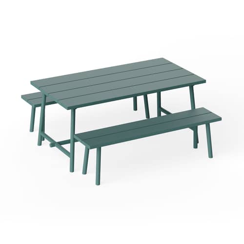 Table rectangulaire Fred\'s métal vert / 170 x 90 cm - 6 personnes - Fatboy - Sauge foncé - Aluminium