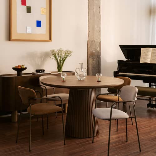 Ausziehtisch Tamia holz braun / L 120–160 cm – 4–6 Personen - NV GALLERY - Nussbaum-Optik - Bois composite, Placage noyer
