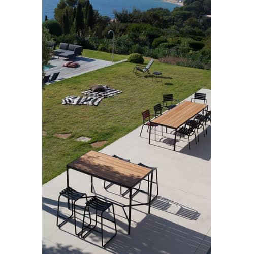 Tavolo alto Four metallo nero legno naturale / L 160 x H 111 cm - Houe - Bambù / Base nera - Alluminio, Bambù