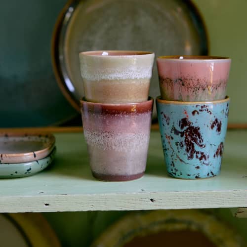 Tazza da ristretto 70s ceramics ceramica multicolore / Set di 4 - 10 cl - HK LIVING - Futurismo - Gres smaltato