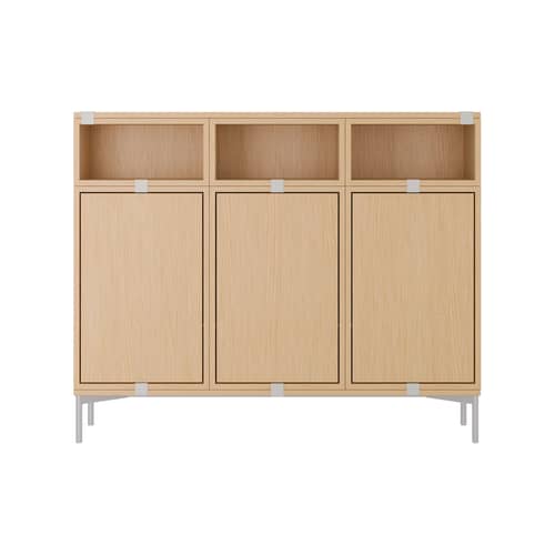 Buffet Stacked bois naturel / Configuration 3 - L 131 x H 106 cm - Muuto - Chêne - Acier laqué, MDF placage chêne