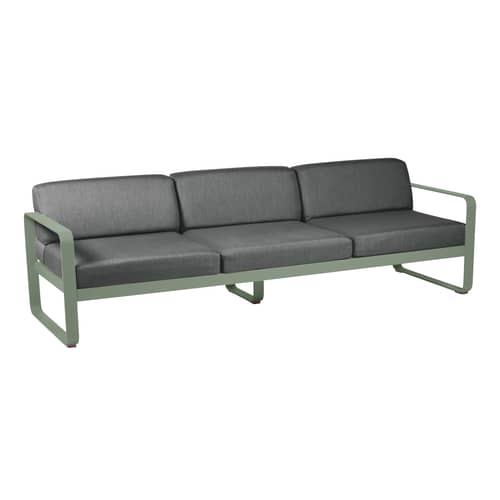 Canapé de jardin 3 places Bellevie métal tissu gris / L 235 cm - Tissu graphite - Fermob - Cactus / Tissu gris graphite - Aluminium laqué, Mousse, Tissu acrylique