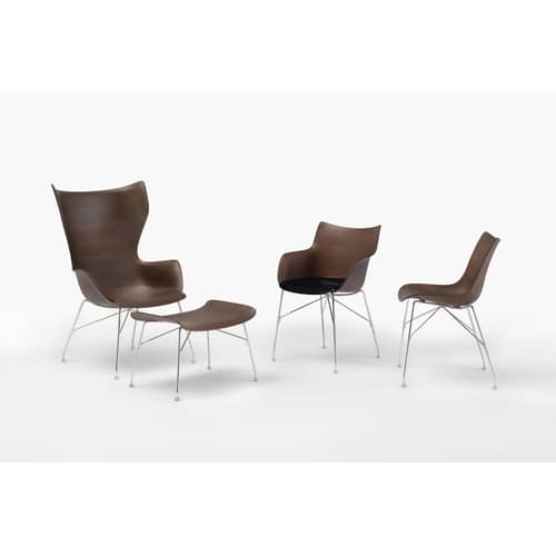 Chaise P/Wood  / Philippe Starck, 2019 - Bois moulé - Kartell - Hêtre foncé / Pied chromé - Acier chromé, Contreplaqué de hêtre teinté