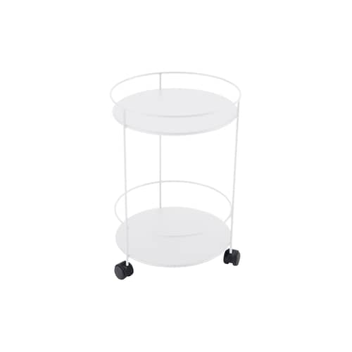 Chariot Guinguette métal blanc /Ø 40 x H 62 cm - Plateau plein - Fermob - Blanc coton - Acier laqué