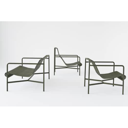 Fauteuil bas Palissade métal vert / Dossier haut - Bouroullec, 2016 - Hay - Vert olive - Acier laqué époxy