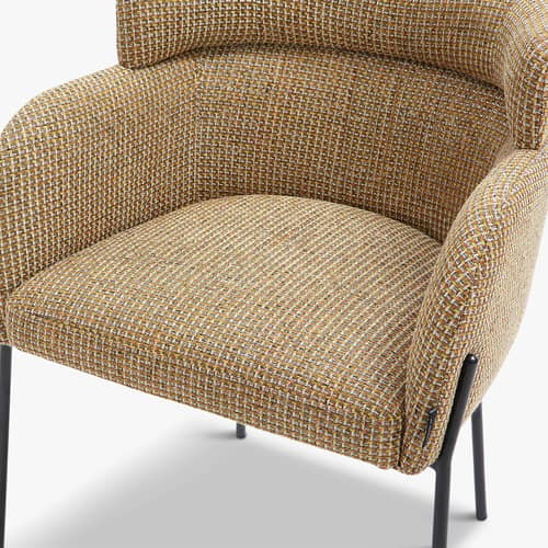 Gepolsterter Armlehnstuhl Baron textil gelb - NV GALLERY - Gelb - Eisen, High Density-Schaum, Tissu Tweed