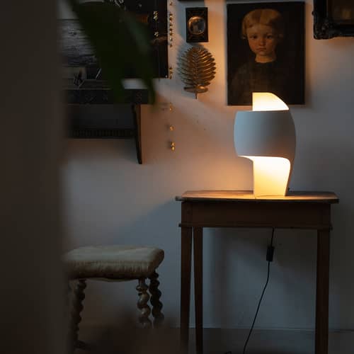Lampe de table La Lampe B LED / Gypse - H 39 cm - DCW éditions - Blanc - Aluminium, Gypse