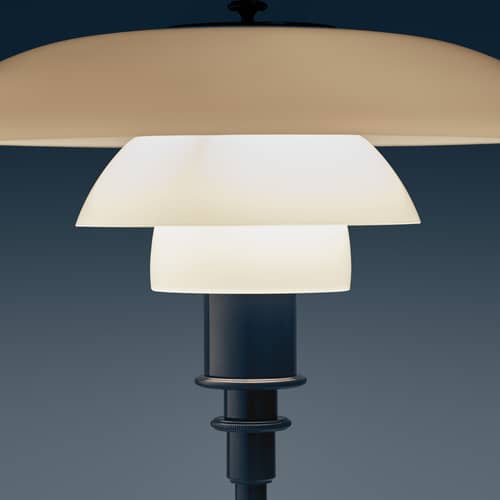 Lampe de table PH 2/1 bleu / Réédition 1927 - Louis Poulsen - Bleu brillant / Blanc - Aluminium laqué, Verre soufflé bouche